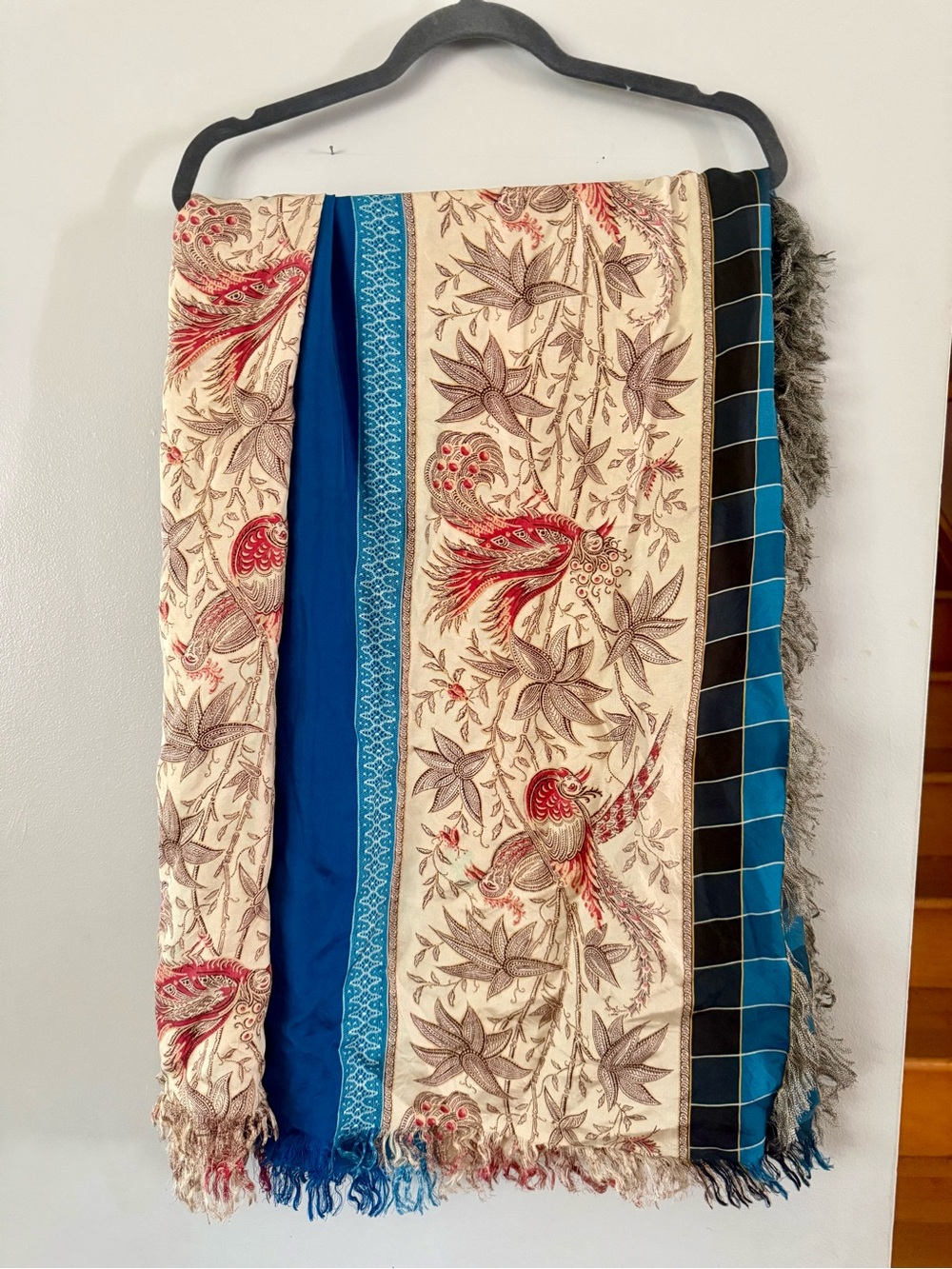 Pierre-Louis Mascia 100% Silk Luxury Scarf Shawl - Vintage Birds Collage